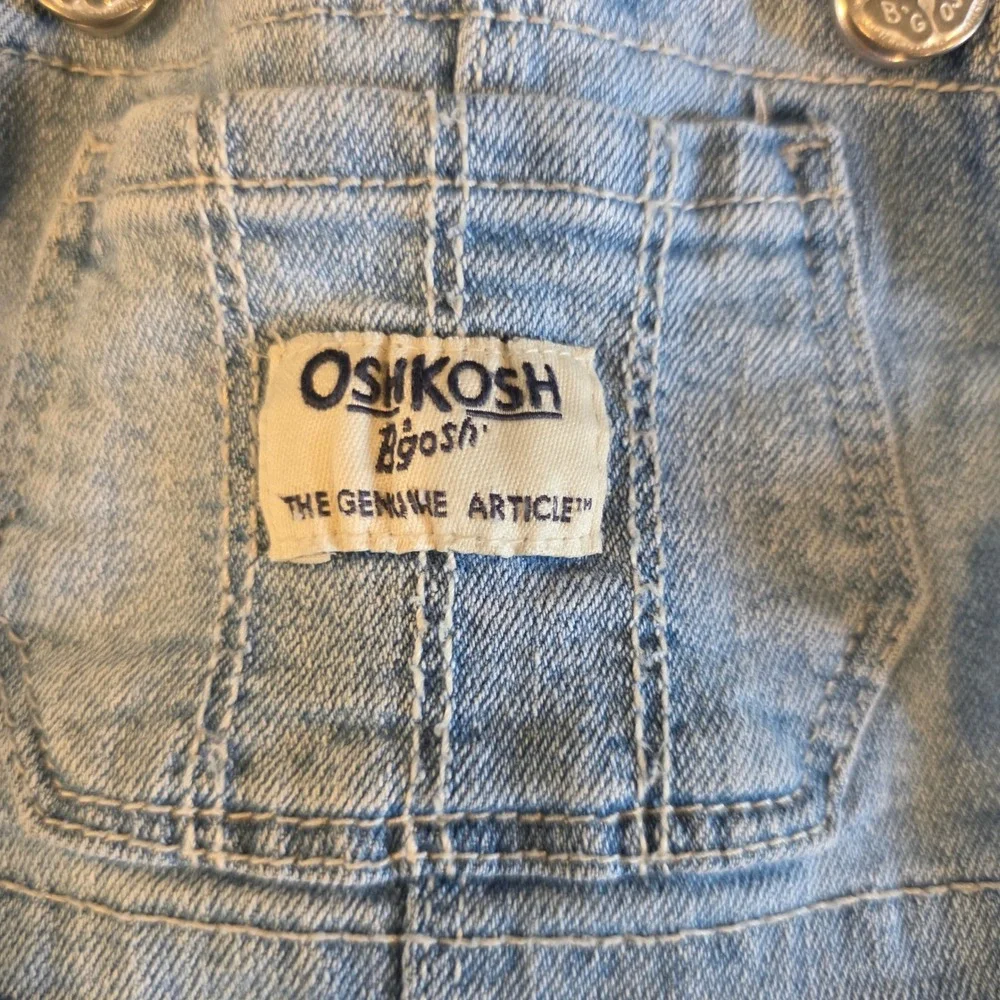 OshKosh Bgosh Baby Girl Denim Eyelet Lace Overall Dress Light Wash Blue 9M